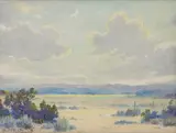 Alexis M. Podchernikoff, Clouds Over a Vast Desert Landscape, oil on canvas