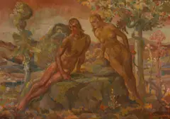 Frank J. Van Sloun, Adam and Eve, 1920, oil on masonite