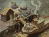 Elwood James Fordham, Returning with the Fish, San Pedro, 1939, oil and tempera on board