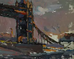 Si Chen Yuan, Tower Bridge, London, oil on masonite