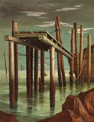 Ethel Magafan, The Pier, oil on canvas