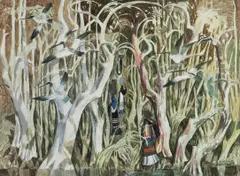 The Tropics by Millard Sheets, pen and watercolor on paper, offered Aug 2006