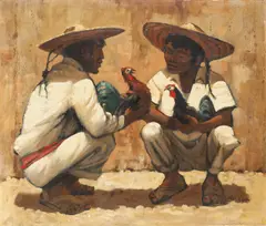Ralph Hulett, Los Gallos, oil on canvas