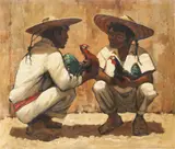 Ralph Hulett, Los Gallos, oil on canvas