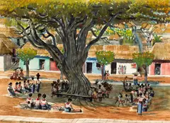 Phil Paradise, The Market Tree, San Lucas, Atitlan, watercolor on paper