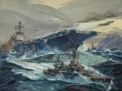 Arthur Beaumont, Rough Seas - U.S.S. John F. Kennedy and the U.S.S Joseph Kennedy, 1968, watercolor on paper