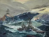 Arthur Beaumont, Rough Seas - U.S.S. John F. Kennedy and the U.S.S Joseph Kennedy, 1968, watercolor on paper