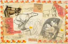 Red Grooms, (American b.1937), mixed media collage on canvas