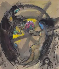 Marc Chagall, (Russian/French 1887-1985), wash, gouache, and India ink on thick paper