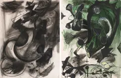 Lydia Dona, (American b. 1955), charcoal on paper, acrylic on paper