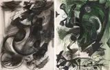 Lydia Dona, (American b. 1955), charcoal on paper, acrylic on paper