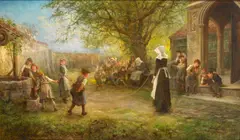 J. C. Thom, Time for Recess, oil on canvas