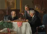 Louis Henry Charles Moeller, Choose Wisely! (Men Playing Chess), oil on canvas