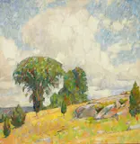 Dines Carlsen, A Rocky Hillside, Connecticut, oil on canvas