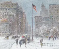 Guy Carleton Wiggins, Fifth Avenue and Madison Square Winter, 1927, oil on canvas