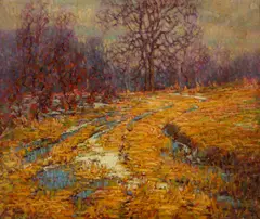 John W. Bentley, Autumn Landscape, oil on canvas