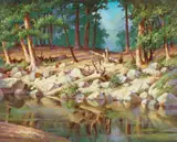 American River, South Fork by Vladimir Pavlovich Shkurkin, oil on board, offered Apr 2006