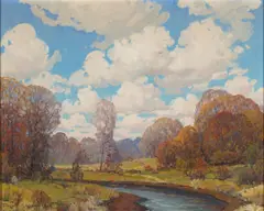 Dwight Clay Holmes, Autumn Riverside, Ft. Worth Texas, 1943, oil on canvas