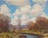 Dwight Clay Holmes, Autumn Riverside, Ft. Worth Texas, 1943, oil on canvas