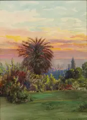 A View Towards Honolulu by D. Howard Hitchcock, 1911, watercolor on paper, sold Apr 2006
