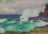Joseph Henry Sharp, The Halona Blow Hole near Koko Crater, Oahu, pencil and watercolor on paper
