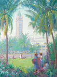 Carl Brandien, Aloha Tower, 1938, oil on board