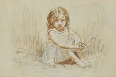 Grace Hudson, Hawaiian Child, pencil and pen and ink on board