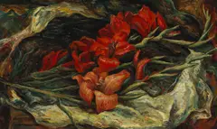 Martin Baer, Gladiolas, 1928, oil on canvas