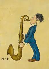 The Musician by Maxfield Parrish, oil on canvas board, sold Apr 2006