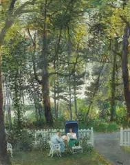 Gossip by John Koch, oil on canvas, sold Apr 2006