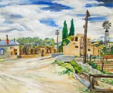 John F. Stenvall, Old New Mexico Town, gouache on paper
