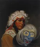 Remington Schuyler, Iroquois Chief with Mask, oil on canvas