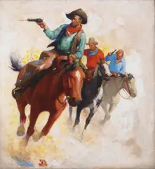 Making a Getaway by Gerard Curtis Delano, oil on canvas, sold Apr 2006