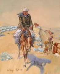 Driving Cattle by Elling William Gollings, 1911, watercolor on paper, sold Apr 2006