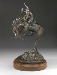 To Ride a Bronc by Robert Scriver, 1984, patinated bronze on wooden base, sold Apr 2006
