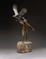 Douglas Van Howd, Friends of Freedom, patinated bronze on a petrified wood base