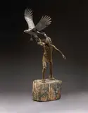 Douglas Van Howd, Friends of Freedom, patinated bronze on a petrified wood base