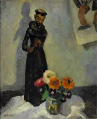 Anna Katherine Skeele, St. Francis and Flowers (New Mexican Still Life), oil on panel