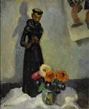 Anna Katherine Skeele, St. Francis and Flowers (New Mexican Still Life), oil on panel