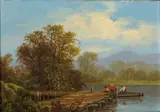 Frederick A. Butman, Figures in a Boat along a River, oil on canvas