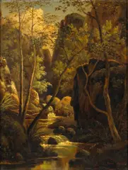 Henry Ford, A Wooded Glade with a Brook Running Through, 1881, oil on canvas