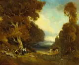 Alexis Matthew Podchernikoff, Figures by a Pond with Cattle Watering