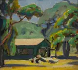 Clark Hobart, A Home in the Woods, oil on panel