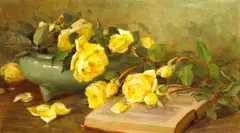 Yellow Roses by Edith White, 1899, oil on board, sold Apr 2006