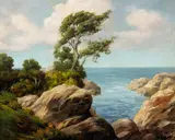 William Bradley, Cypress Point, Pebble Beach, oil on canvas