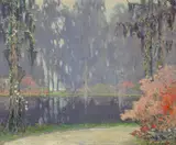 William Posey Silva, Azaleas, Wild Roses, and Magnolias South Carolina, oil on panel