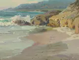 Albert DeRome, Sandstone Ledges, Carmel Beach 1939