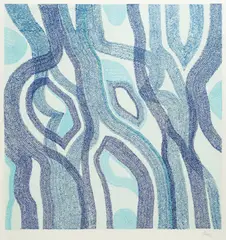 Vjenceslav Richter, Spontaneous graphic in blue, serigraphy on paper