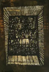 Dušan Džamonja, Composition, 1960., ink, tempera and sepia on hardboard