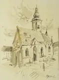 Zorica Turkalj, Church of St. Mark, ink wash on paper